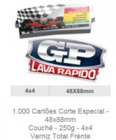 1.000 Cartões Corte Especial - 48x88mm Couchê Fosco - 300g - 4x4 Verniz Local Frente