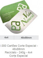 1.000 Cartões Corte Especial - 48x88mm Reciclato - 240g - 4x4 Corte Especial