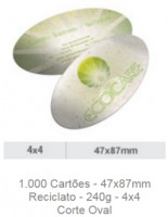 1.000 Cartões - 47x87mm Reciclato - 240g - 4x4 Corte Oval