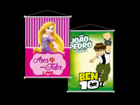1 Banner - Tamanho a Pedido acima de 1 m² Lona Especial - 340g - 4x0 Bastão de Madeira e Cordão